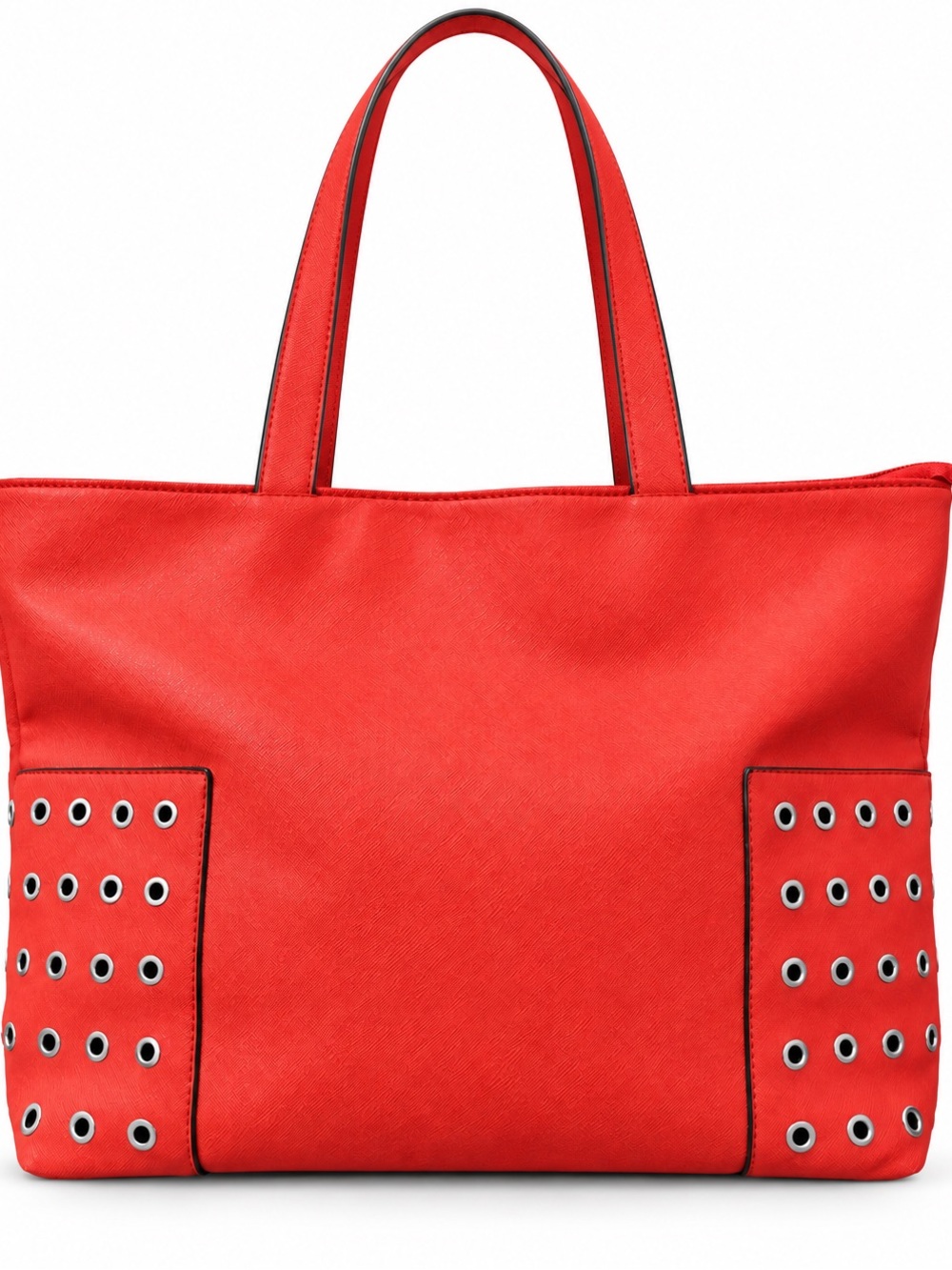 Bill Blass Red Saffiano Grommet Tote Shoulder BagL